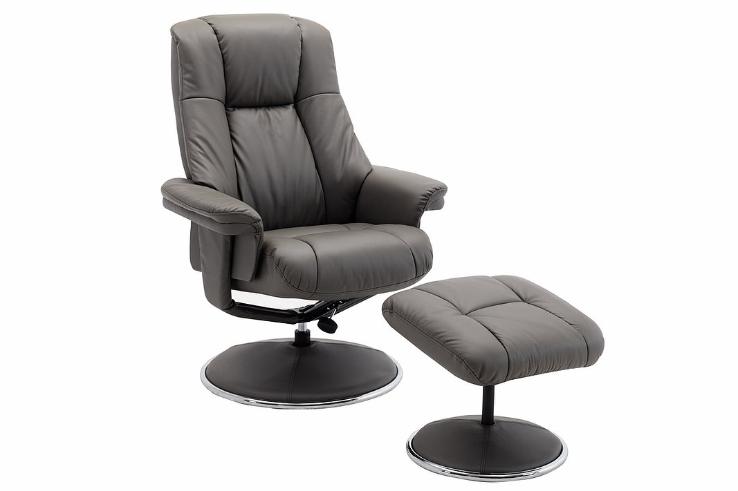 The Gfa Denver Swivel Reclining Chair In Mushroom Faux Leather